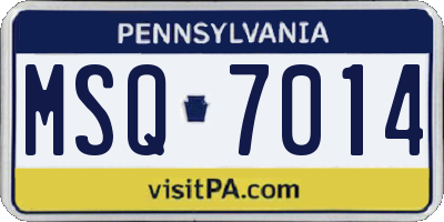 PA license plate MSQ7014