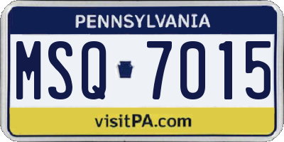 PA license plate MSQ7015