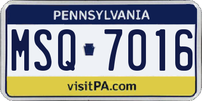 PA license plate MSQ7016