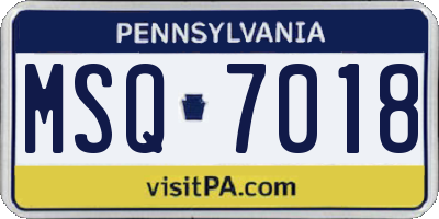 PA license plate MSQ7018