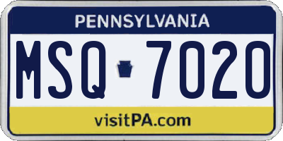 PA license plate MSQ7020