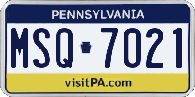 PA license plate MSQ7021