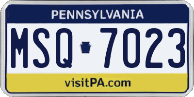PA license plate MSQ7023