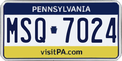 PA license plate MSQ7024
