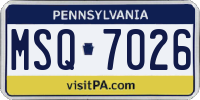 PA license plate MSQ7026
