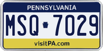 PA license plate MSQ7029