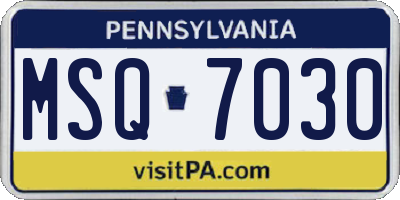 PA license plate MSQ7030