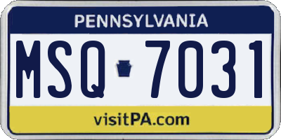 PA license plate MSQ7031