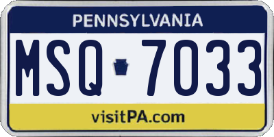 PA license plate MSQ7033