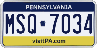 PA license plate MSQ7034
