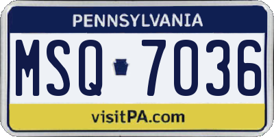 PA license plate MSQ7036