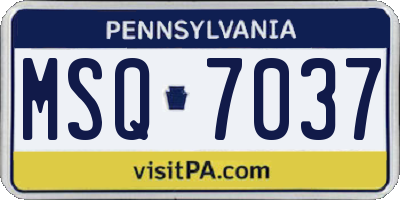 PA license plate MSQ7037