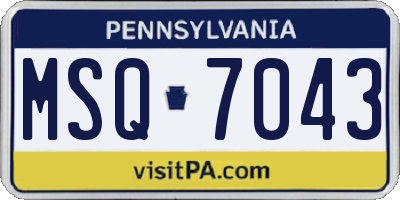 PA license plate MSQ7043