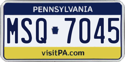 PA license plate MSQ7045
