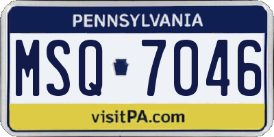 PA license plate MSQ7046