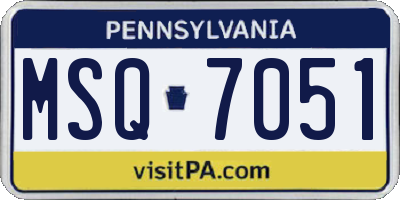 PA license plate MSQ7051