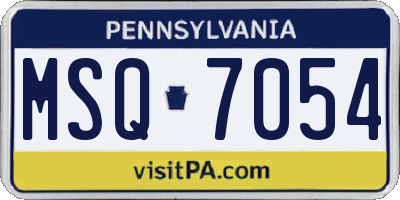 PA license plate MSQ7054