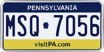 PA license plate MSQ7056