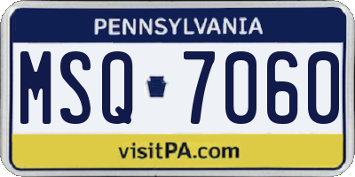 PA license plate MSQ7060