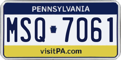 PA license plate MSQ7061