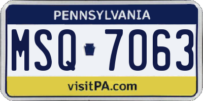 PA license plate MSQ7063