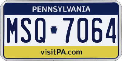 PA license plate MSQ7064