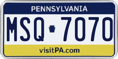 PA license plate MSQ7070