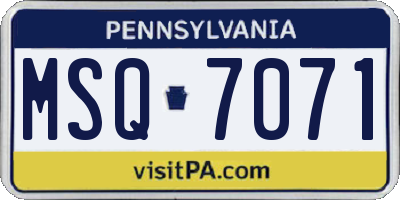 PA license plate MSQ7071