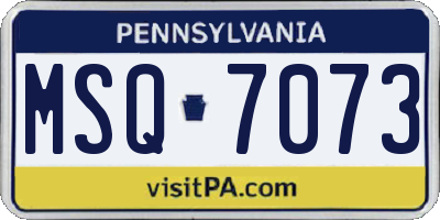 PA license plate MSQ7073