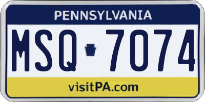 PA license plate MSQ7074