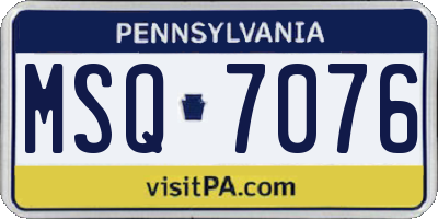PA license plate MSQ7076