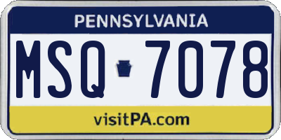 PA license plate MSQ7078