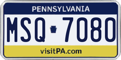 PA license plate MSQ7080
