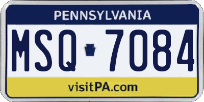 PA license plate MSQ7084