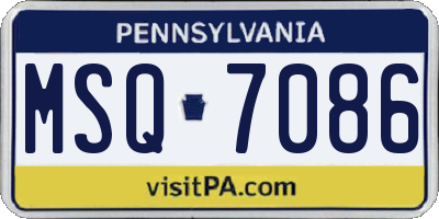 PA license plate MSQ7086
