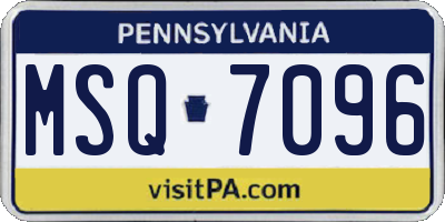 PA license plate MSQ7096