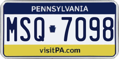 PA license plate MSQ7098