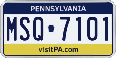 PA license plate MSQ7101