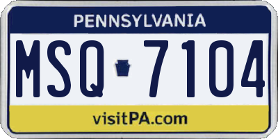 PA license plate MSQ7104