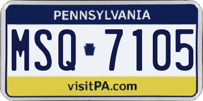 PA license plate MSQ7105