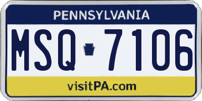 PA license plate MSQ7106
