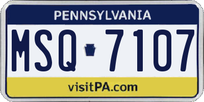 PA license plate MSQ7107