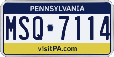 PA license plate MSQ7114