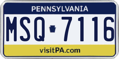 PA license plate MSQ7116