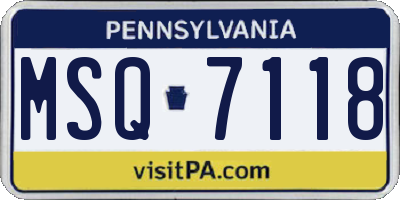 PA license plate MSQ7118