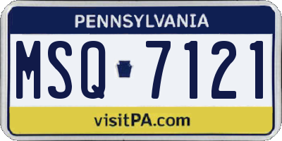 PA license plate MSQ7121