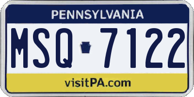 PA license plate MSQ7122
