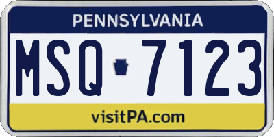PA license plate MSQ7123