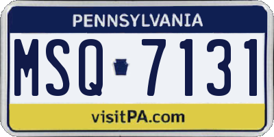 PA license plate MSQ7131