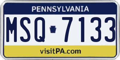 PA license plate MSQ7133